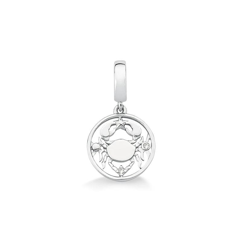 Charm Cancêr Cravejado em Prata 925