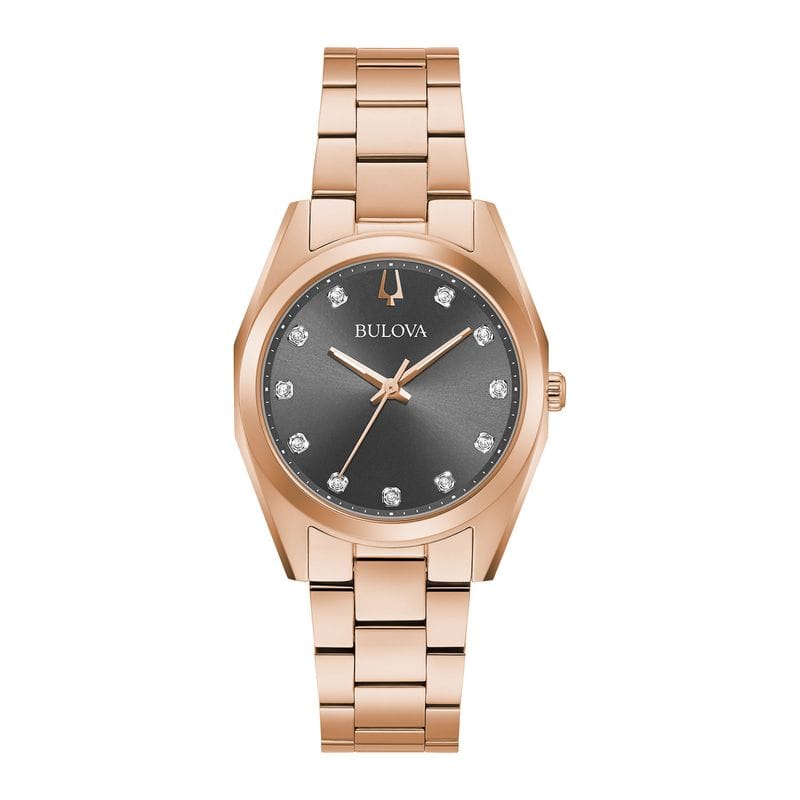 Relógio Bulova Surveyor Feminino em Aço Rosé com Diamantes 97P156