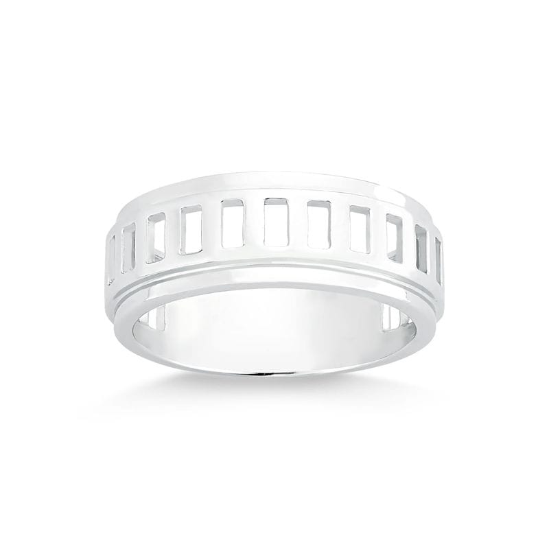 Anel Masculino Maxi Trilhos em Prata 925