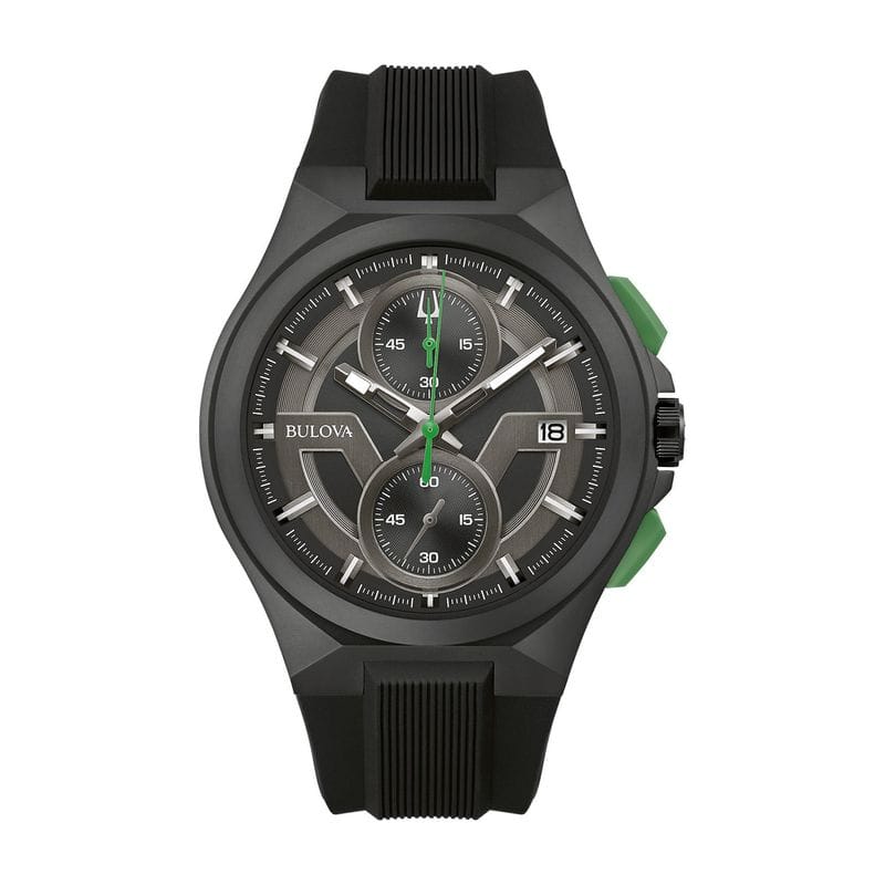 Vista principal Relógio Bulova Machine Masculino em Silicone Preto 98B381 Bulova