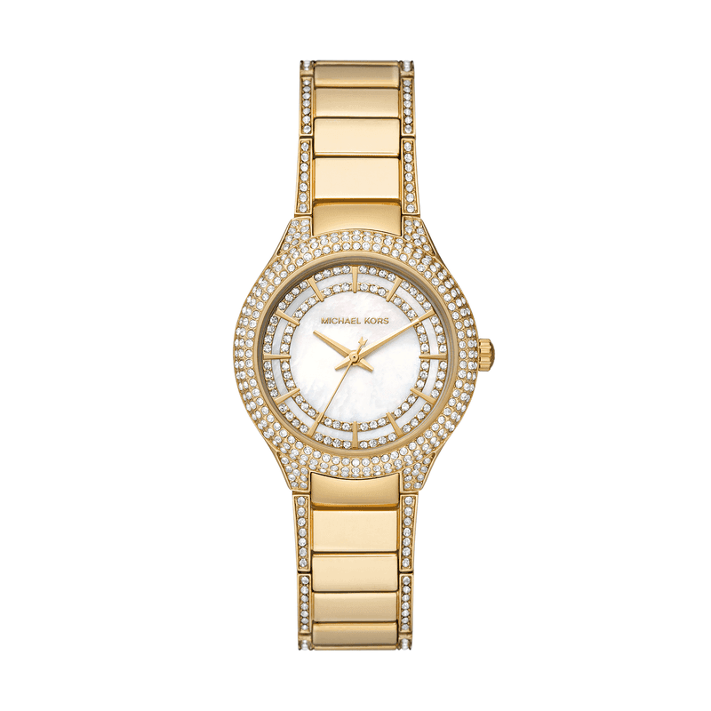 Vista principal Relógio Michael Kors Feminino em Aço Dourado com Cristais e Madrepérola MK4655 Michael Kors