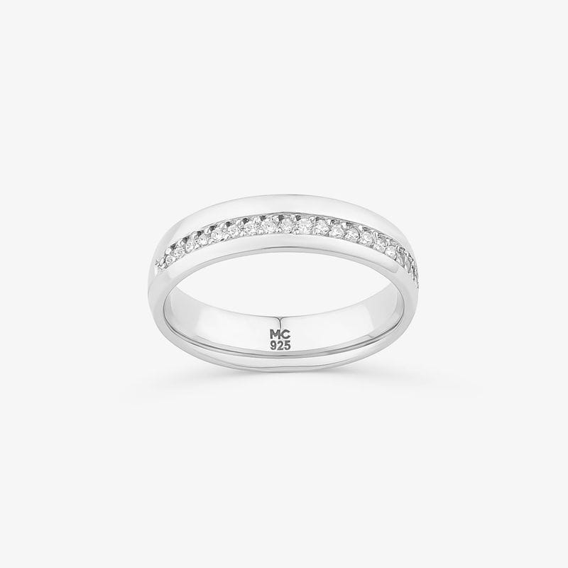Aliança Anatômica com Zircônias em Prata 925 - 5,02 mm