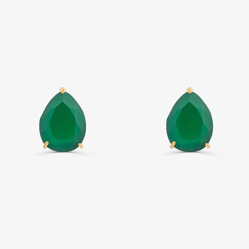 Brinco Com Quartzo Verde em Ouro Amarelo 18k