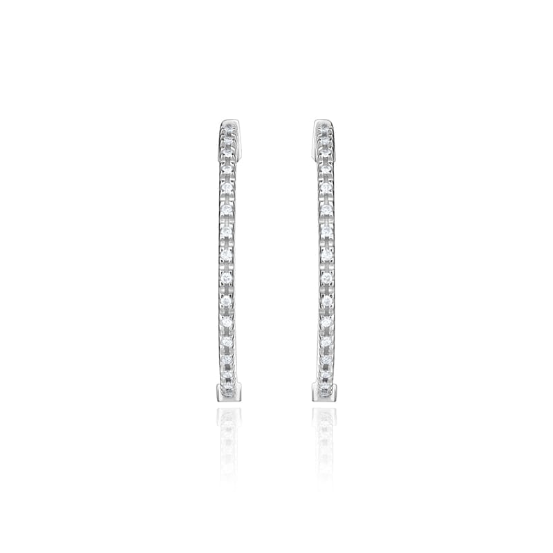 Brinco Argola com 16 Pontos de Diamantes com 26mm em Ouro Branco 18k