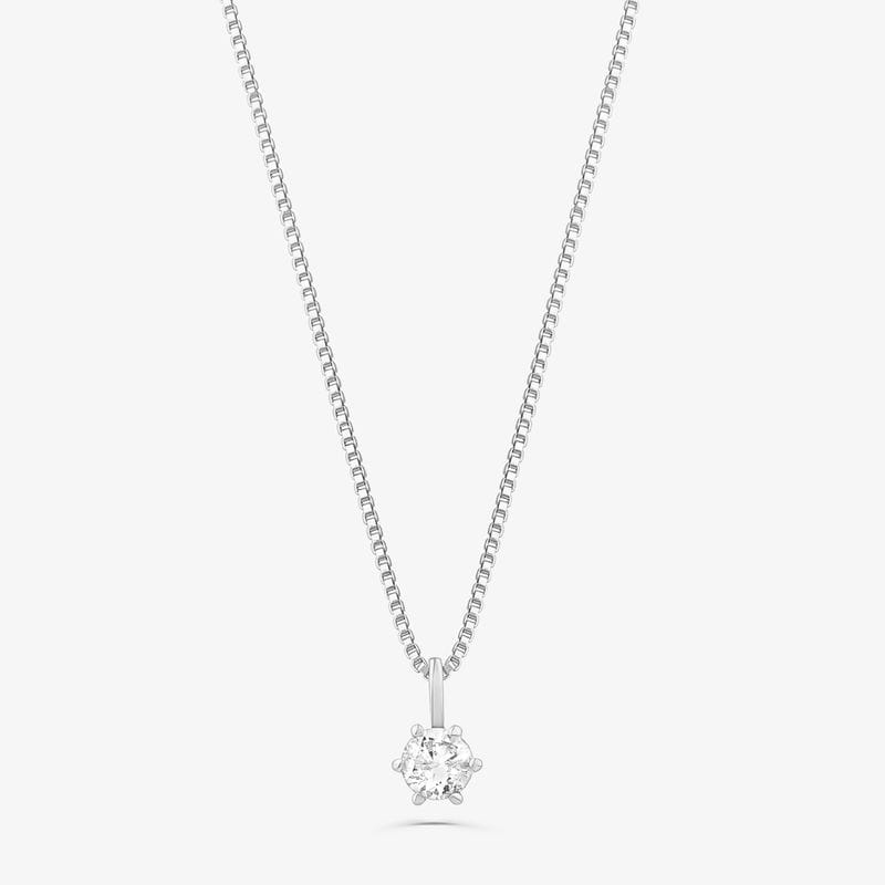 Pingente Solitário com 30 Pontos de Diamantes em Ouro Branco 18k