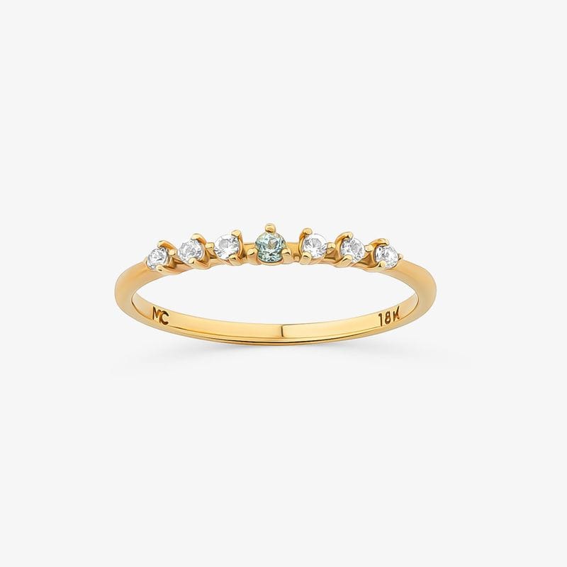 Vista principal Anel Aparador com Topázio Sky e Topázio Incolor em Ouro Amarelo 18K Monte Carlo