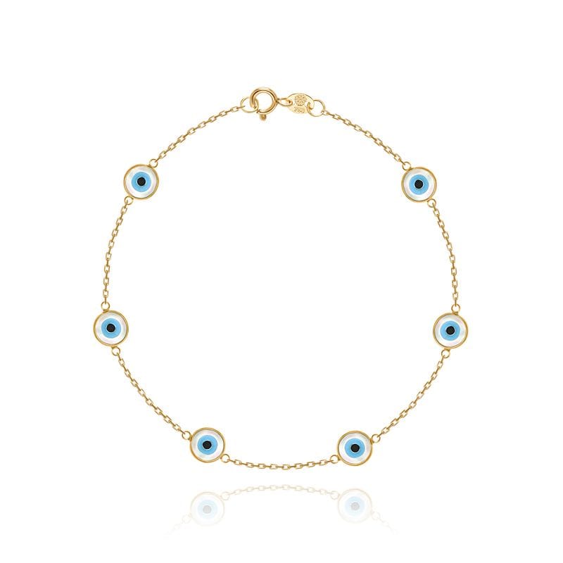 Vista principal Pulseira Olho Grego em Ouro Amarelo 18k - 18 cm Monte Carlo