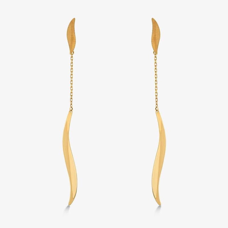 Brinco Longo Onda em Ouro Amarelo 18k