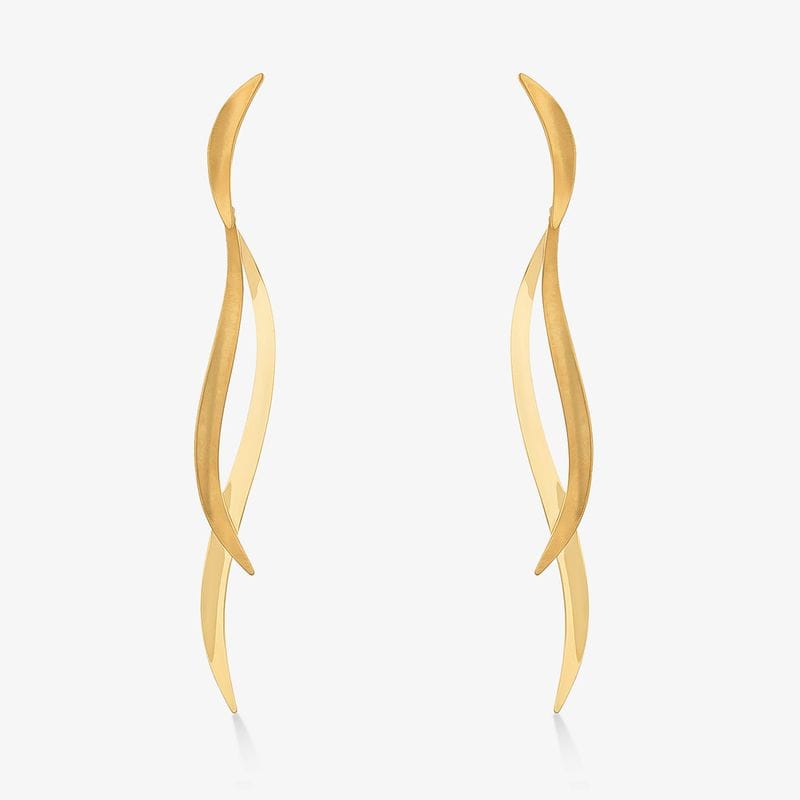 Brinco Orgânico Ondas em Ouro Amarelo 18k