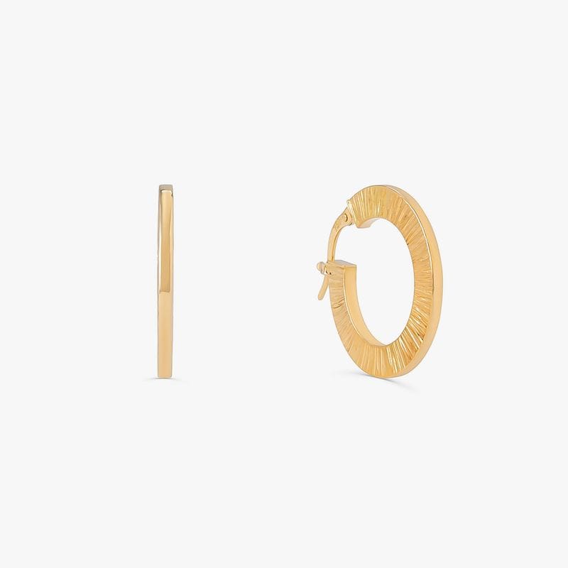 Brinco Argola Texturizada em Ouro Amarelo 18k - 15 mm