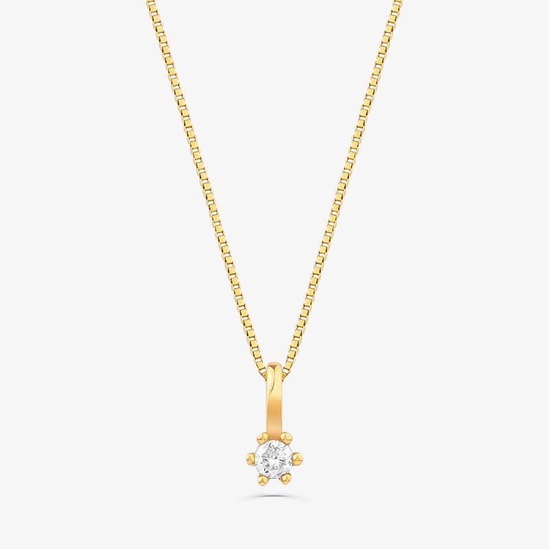 Pingente Solitário com 5 Pontos de Diamantes em Ouro Amarelo 18k