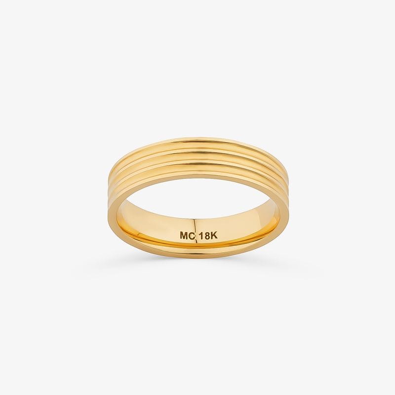 Aliança Anatômica Texturizada em Ouro Amarelo 18k - 5 mm