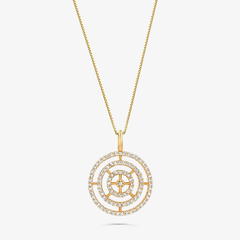 Pingente Círculos com Diamante em Ouro Amarelo 18k