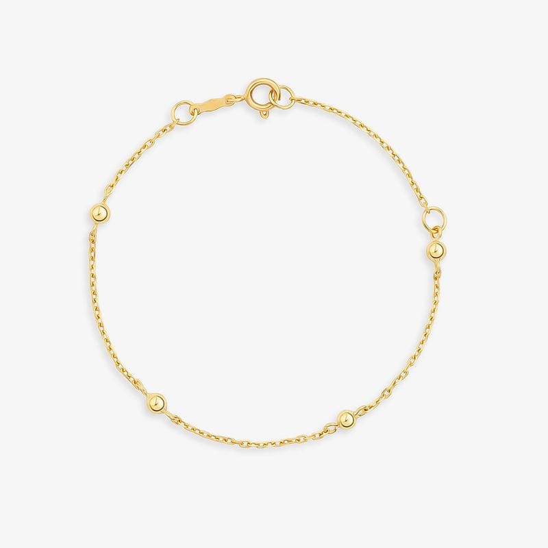 Pulseira Infantil Esferas em Ouro Amarelo 18k - 13cm
