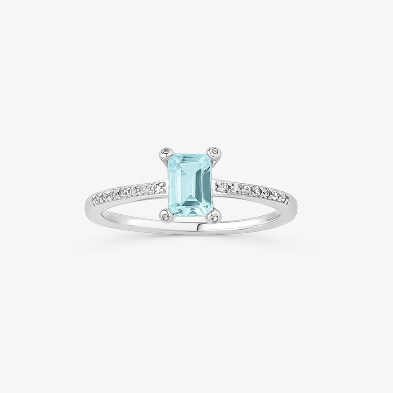 Vista principal Anel Solitário com Safira e Topázio Azul em Prata 925 Monte Carlo