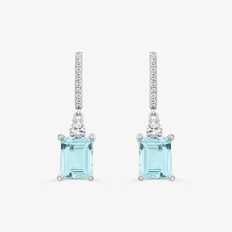 Vista principal Brinco Maxi com Safira e Topázio Azul em Prata 925 Monte Carlo