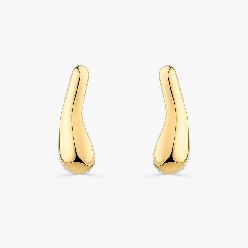 Brinco Arredondado Curvado em Prata 925 com Banho de Ouro Amarelo 18k