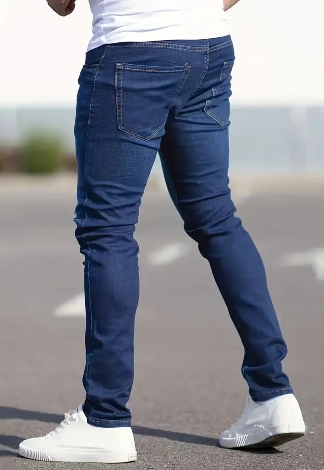 Vista 2 Calça Jeans Masculina Skinny Kovali Casual Com Elastano Confortável Escura KOVALI FASHION STORE azul/jeans azul