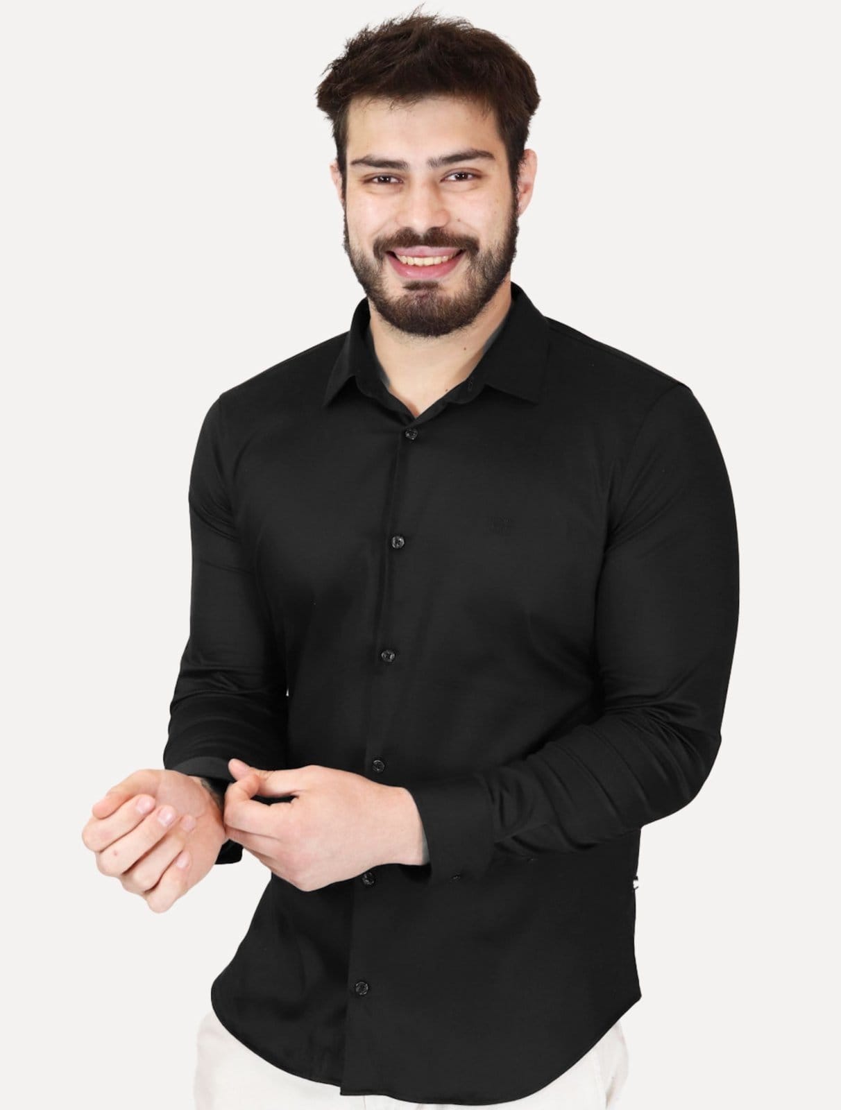 Vista 2 Camisa John John Masculina Ultra Slim Black Logo Preta John John preto black