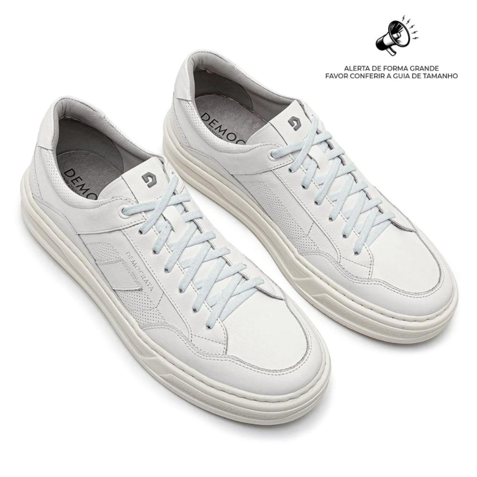 Vista 2 Tênis de Couro Democrata Masculino Denim Wide 240801 Branco DEMOCRATA branco denim