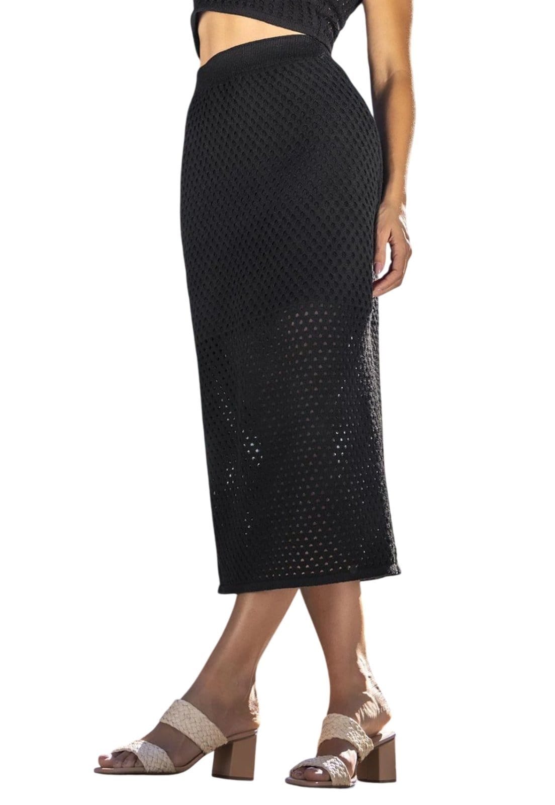 Vista principal Saia Em Tricô Preta Quintess preto