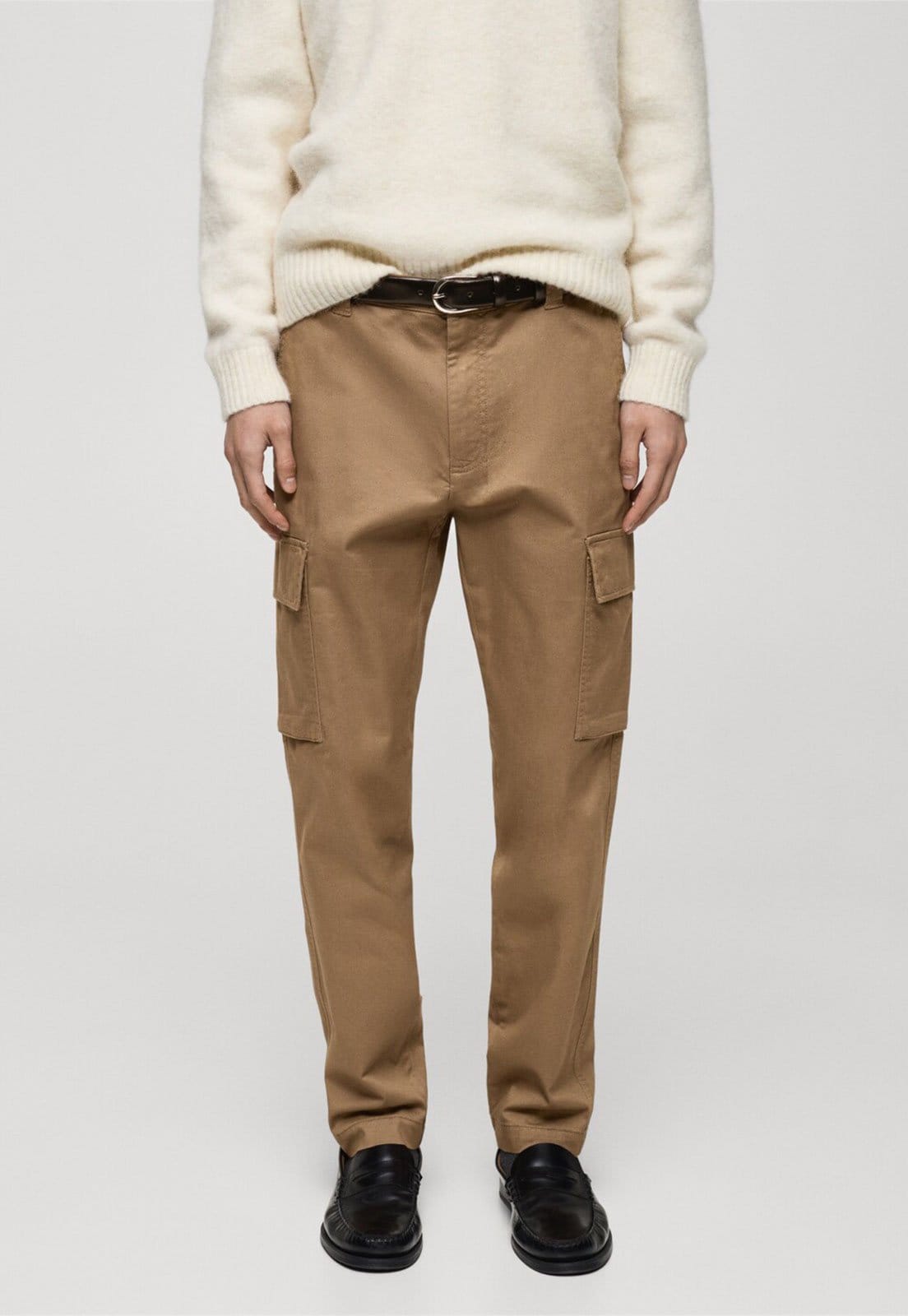 Vista principal Calça Sarja Mango Slim Cargo Mango bege