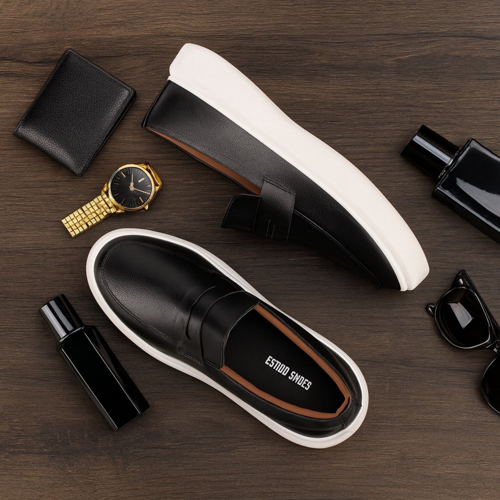 Vista 2 Mocassim Masculino Loafer Casual Premium Couro Confortável Estilo Shoes preto