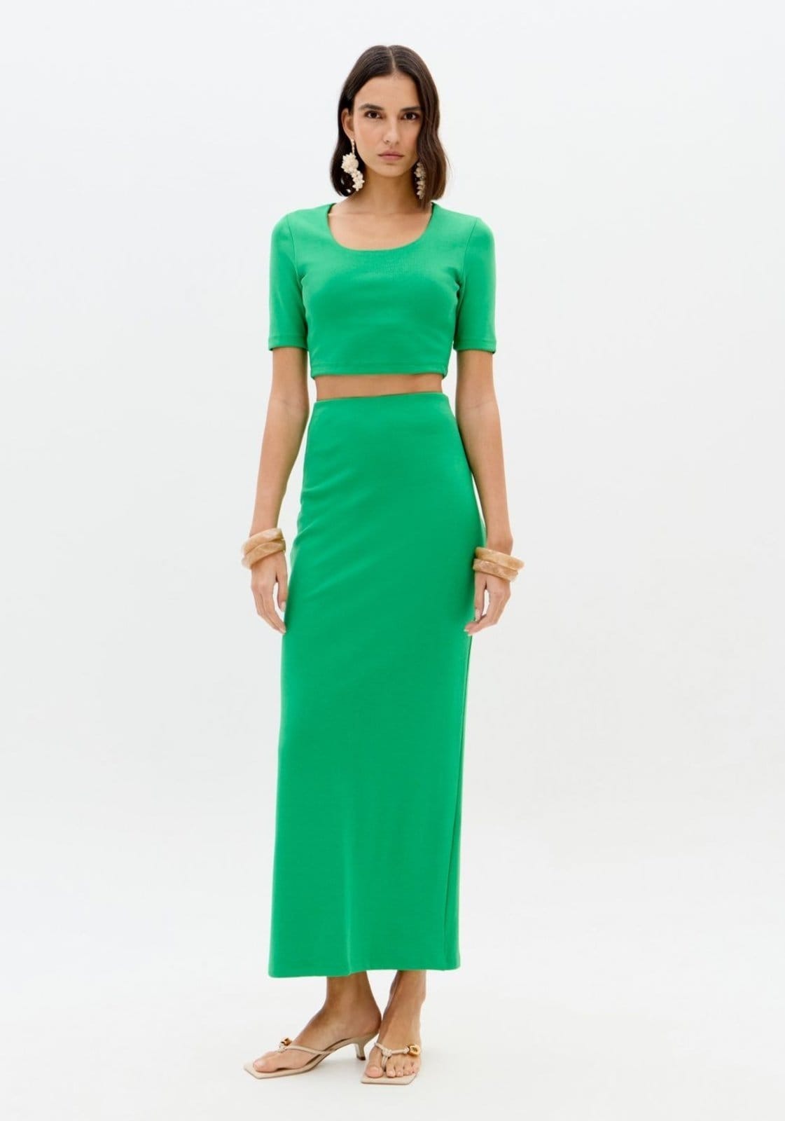 Saia Reta Cintura Alta Super Midi