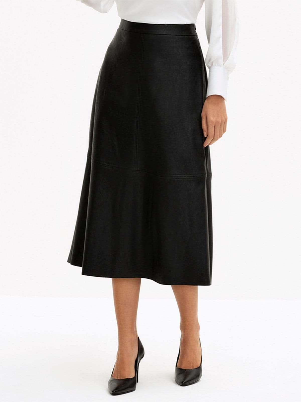 Vista 2 Saia Principessa Midi de Poliuretano Preta Carolin Principessa preto