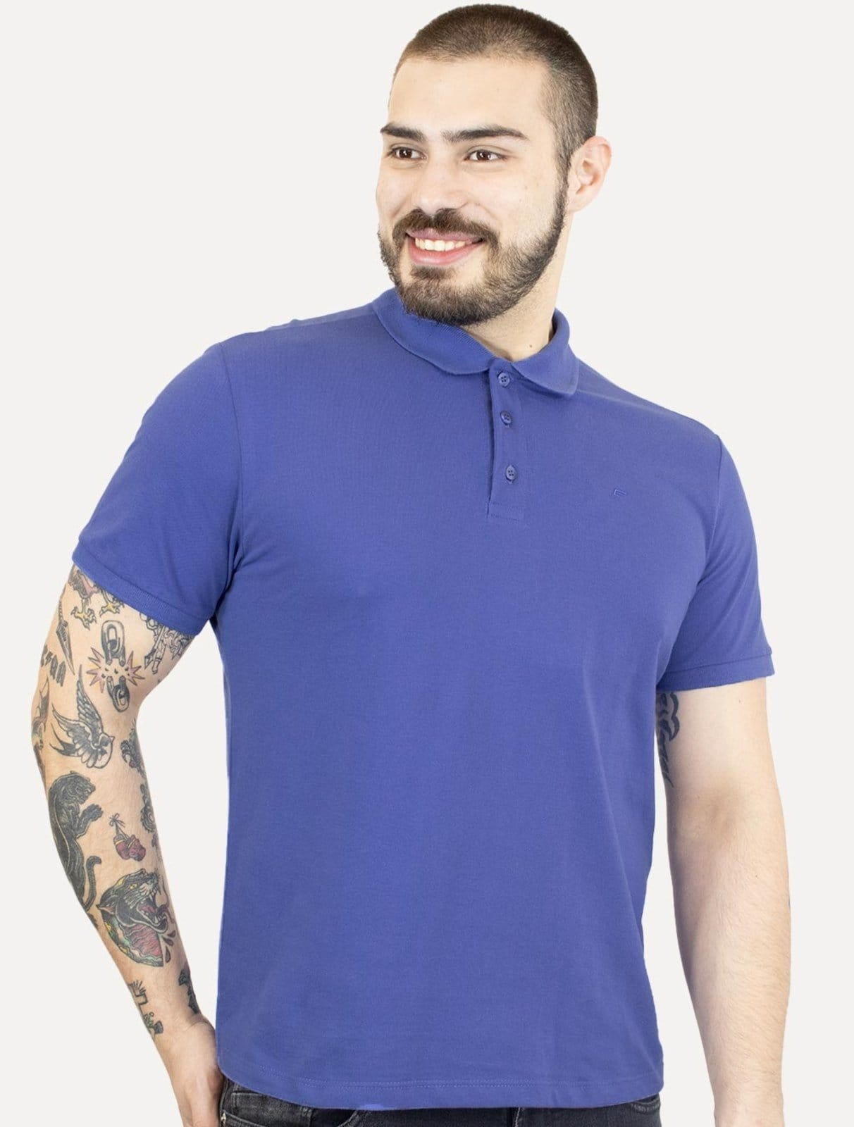 Vista principal Polo Ellus Masculina Piquet Classic Easa Cobalto Ellus azul