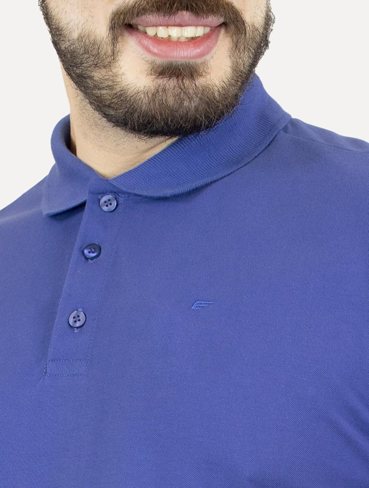 Vista 2 Polo Ellus Masculina Piquet Classic Easa Cobalto Ellus azul