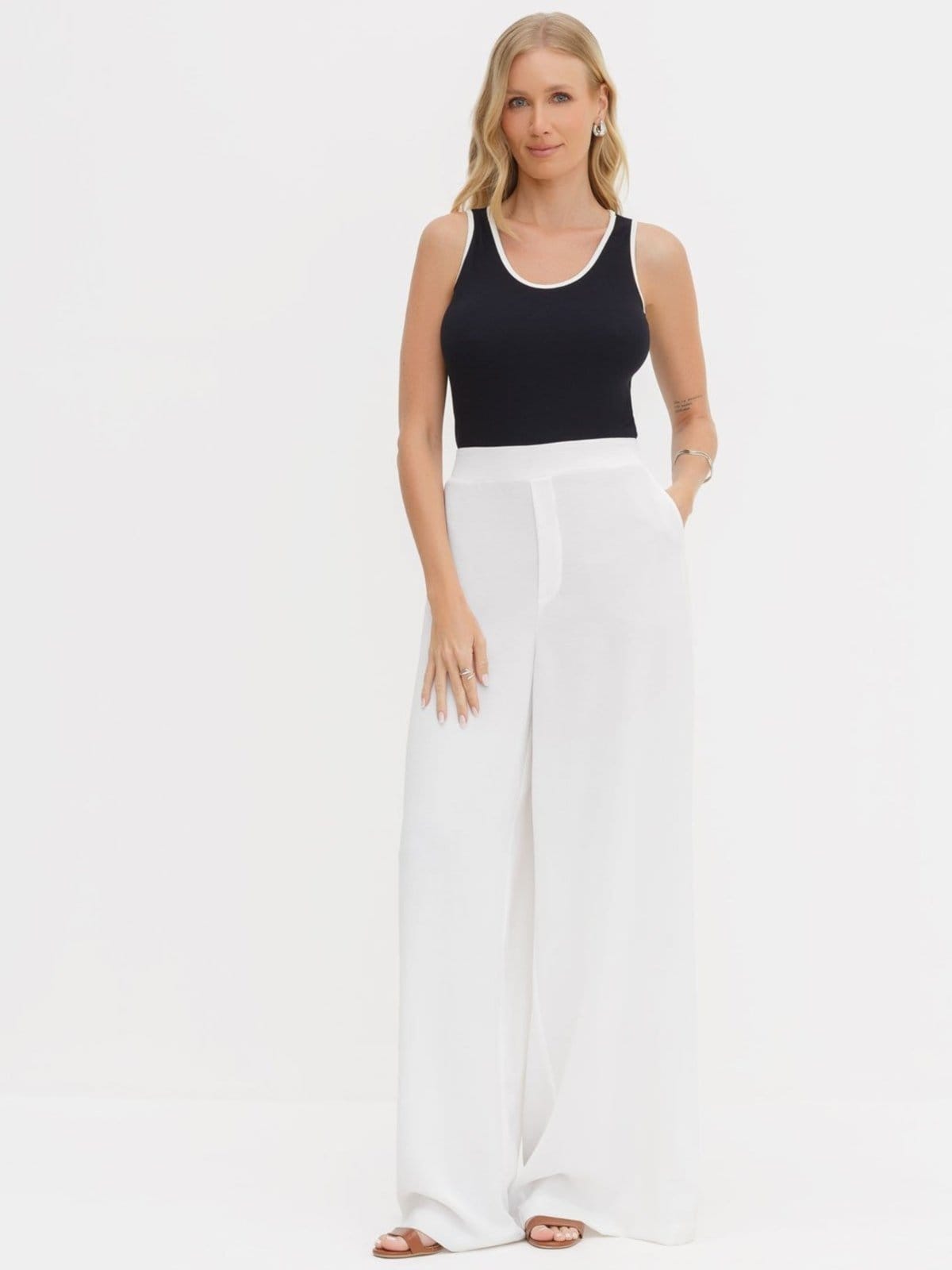 Calça Alfaiataria Pantalona Off White Paola