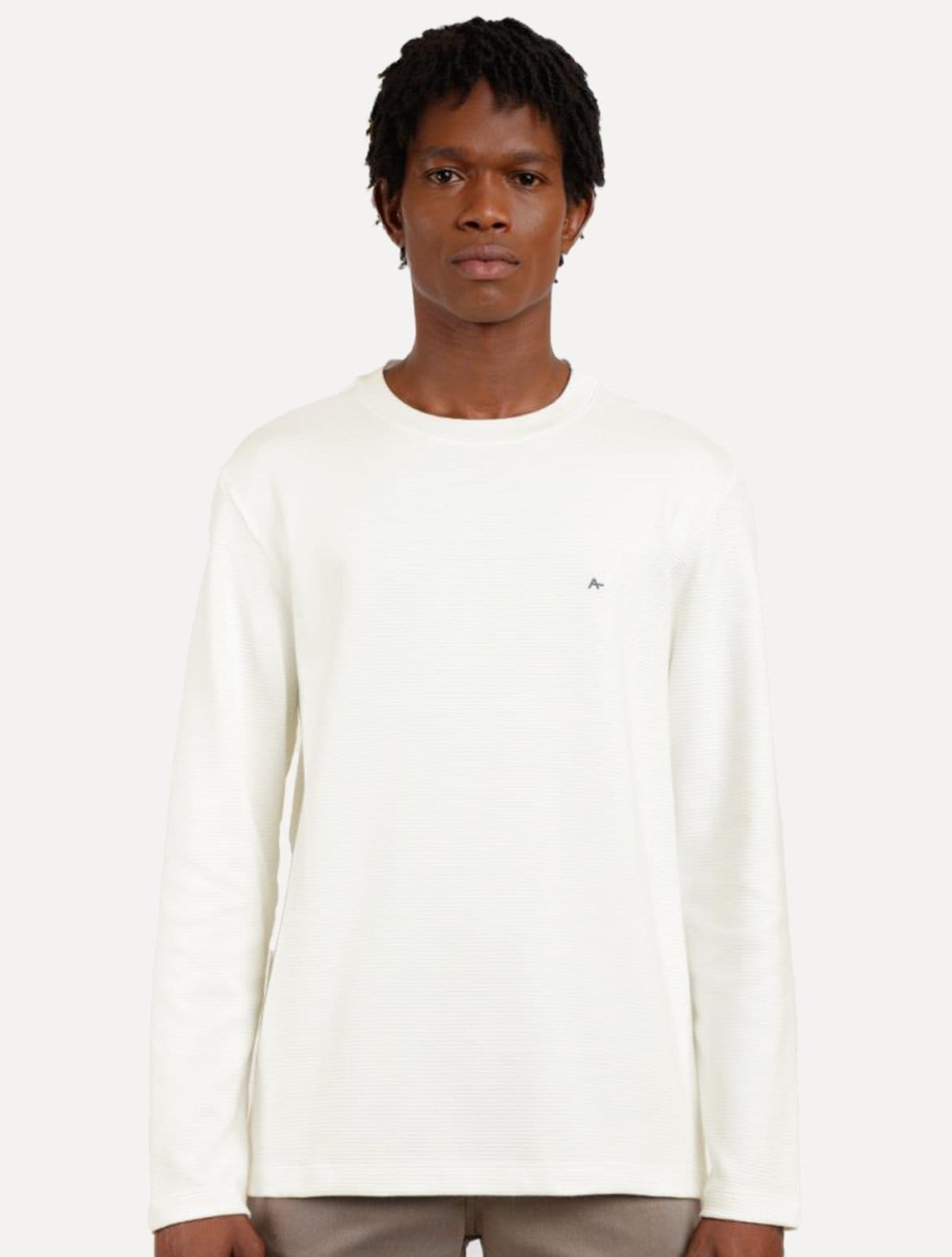 Blusa Aramis Masculina Regular Suedine Canelado Off-White