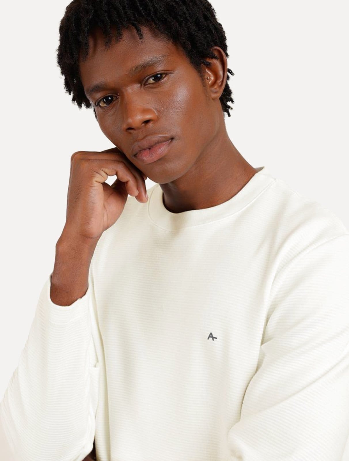 Vista 2 Blusa Aramis Masculina Regular Suedine Canelado Off-White Aramis off-white white