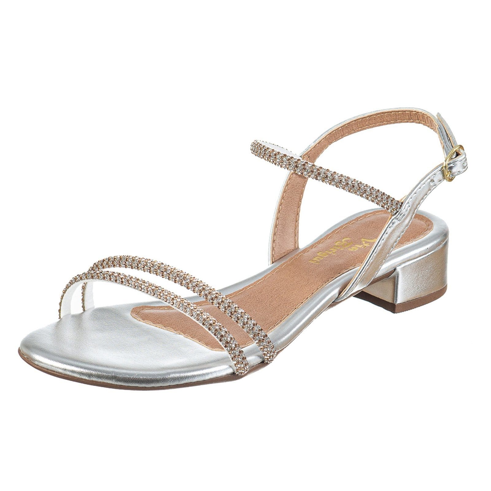 Sandália Fem Salto Baixo Via Birigui Elegante C/ Strass Moda