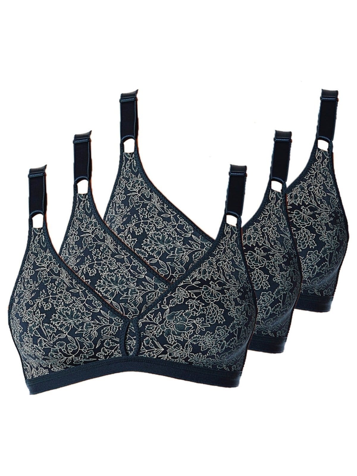 Vista principal Kit com 3 Sutiãs Sustentação Olimpo Firantela Demillus 61742 Taça B Demillus azul marinho