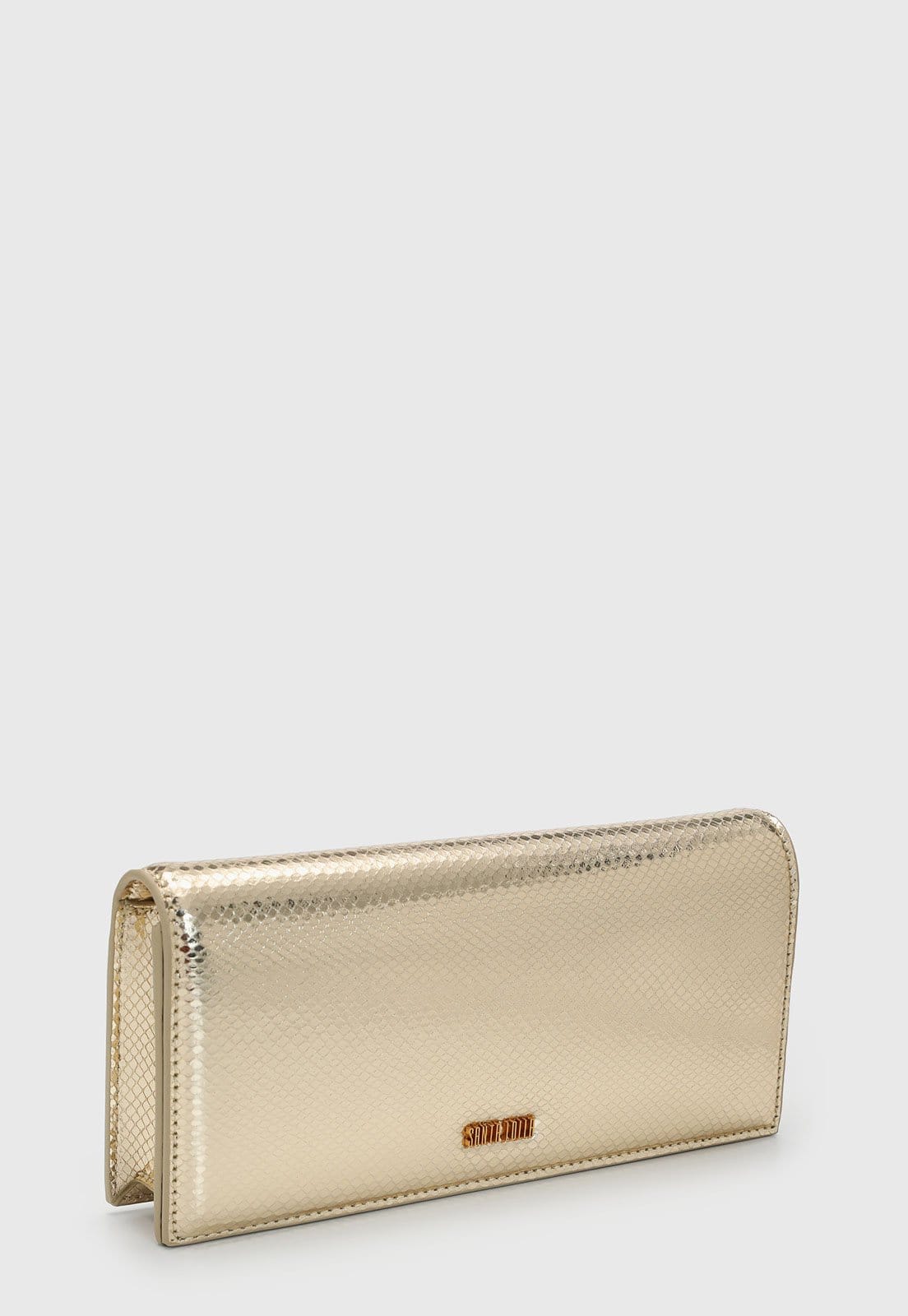 Vista 2 Bolsa Feminina Santa Lolla Metalizada Textura Cobra Dourada Santa Lolla dourado