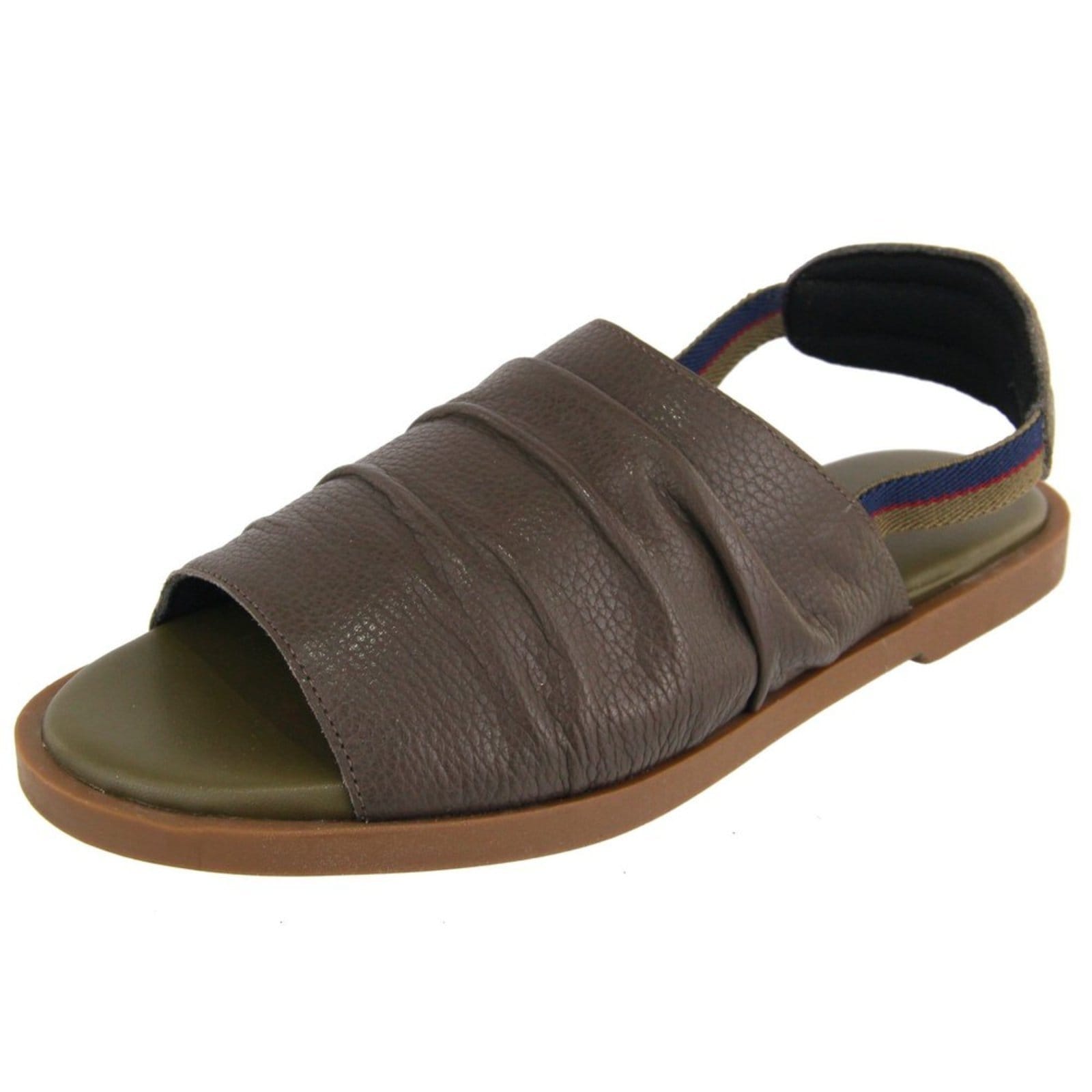 Vista principal Sandália Rasteira em Couro Palmilha Extra Conforto Calce Fácil Maria Paula Musgo MARIA PAULA verde militar