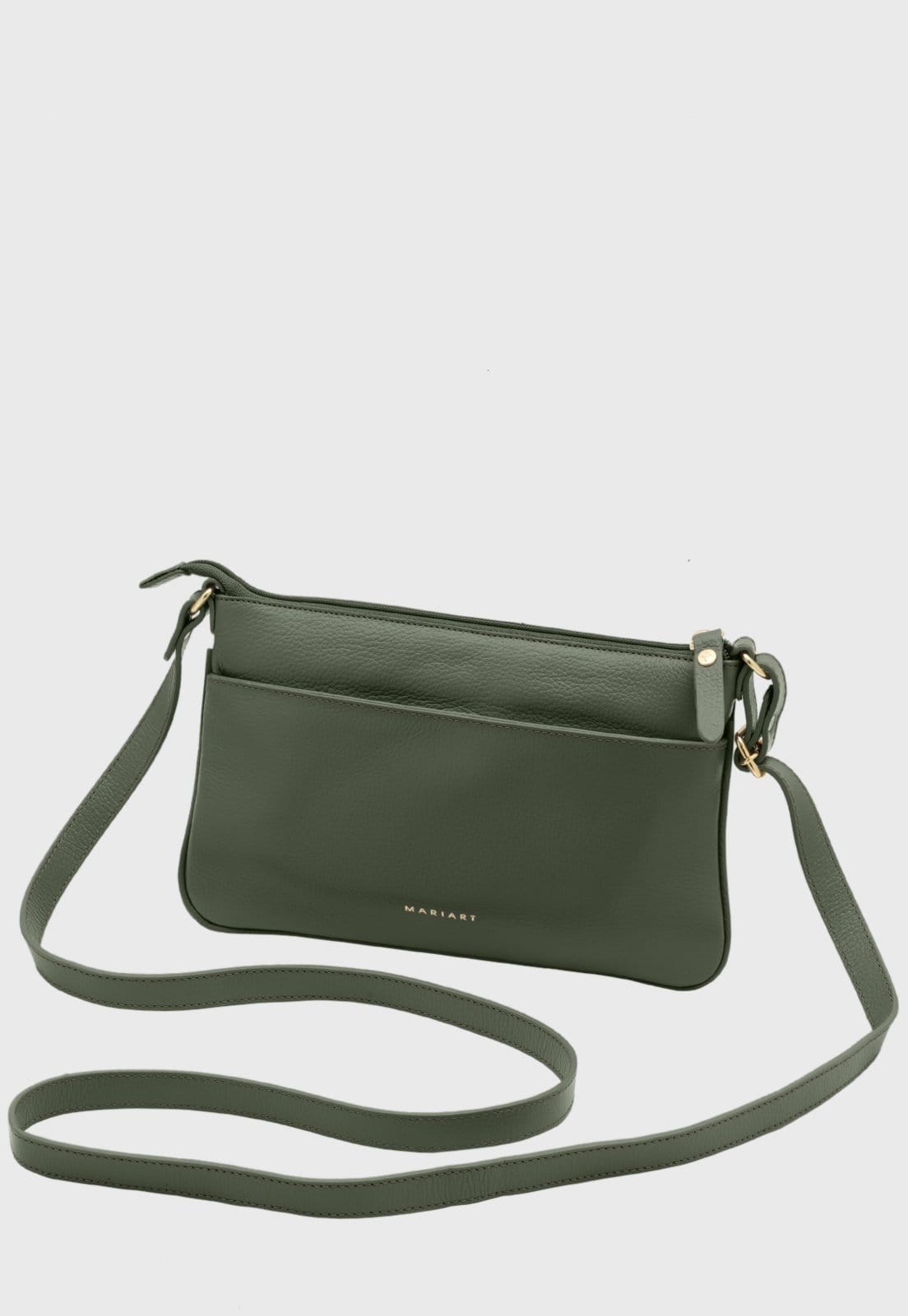 Bolsa Transversal Couro Mariart Girassol Verde Army