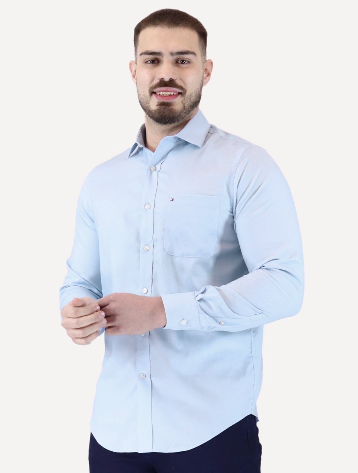 Camisa Tommy Hilfiger Masculina Regular TH Flex Textured Pocket Stretch