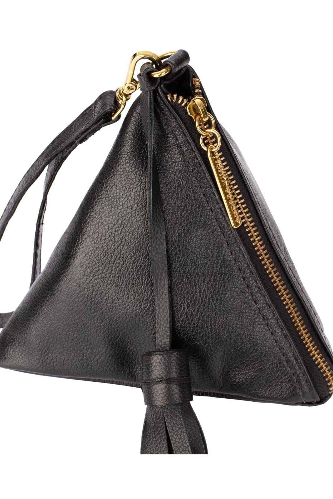 Vista 2 Clutch de couro liso Manu Andrea Vinci preto