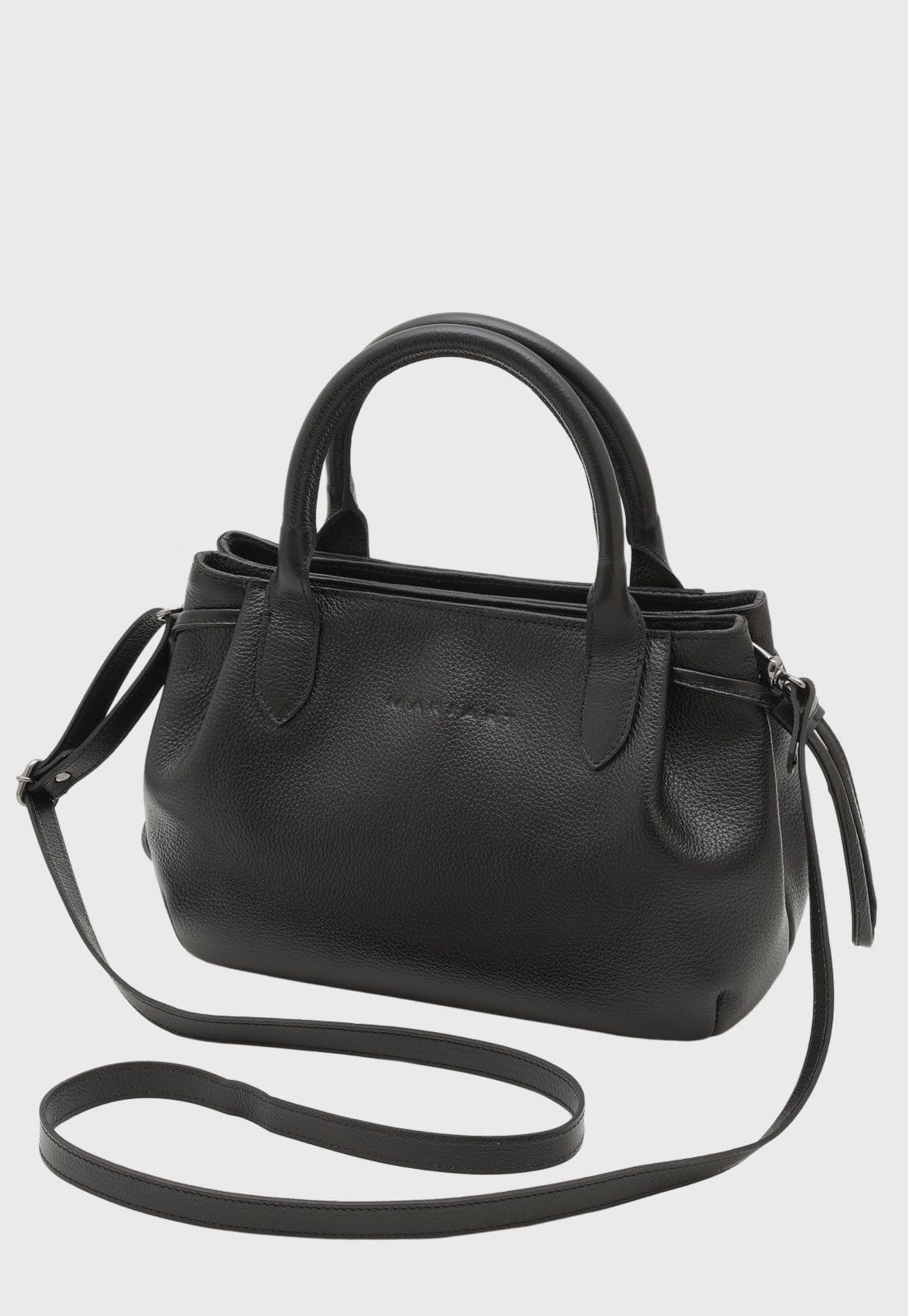 Bolsa Transversal de Couro Mariart Mini Capitólio Preta