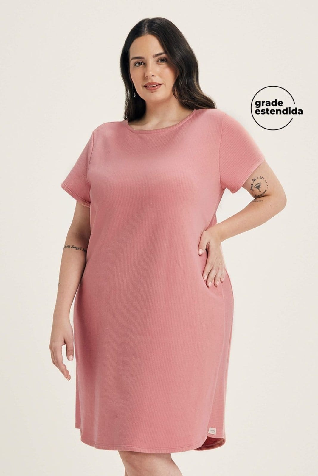 Vista principal Vestido Feminino Moletom Canelado Comfy Marialícia Marialícia rosa