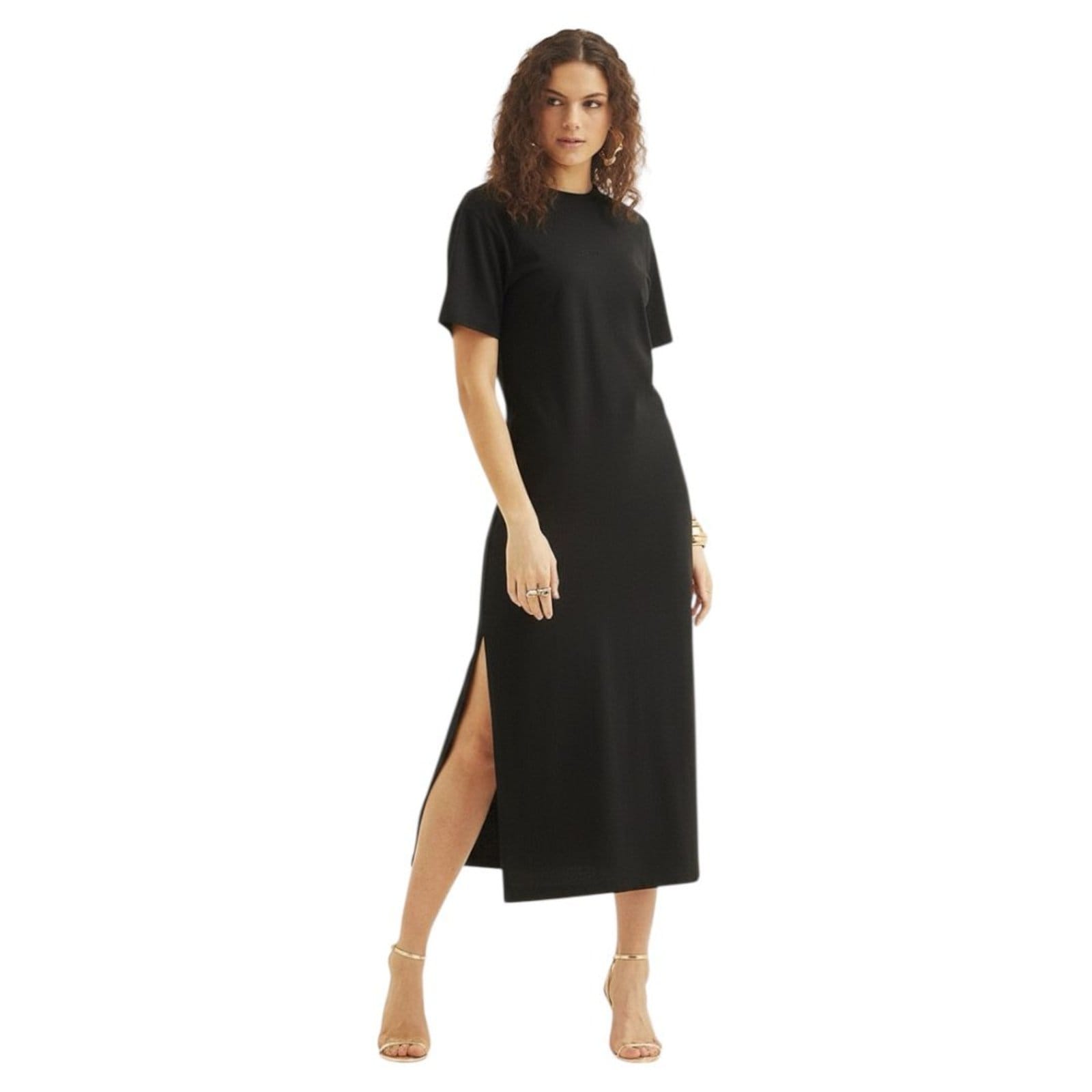 Vestido Midi T-shirt Dress Com Fenda Triton