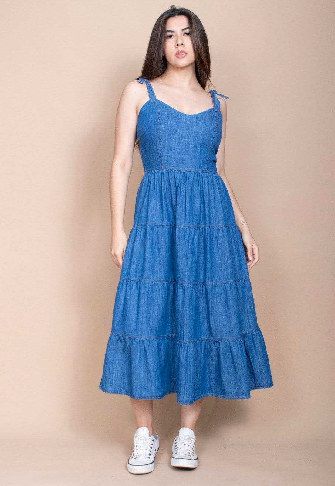 Vista 2 Vestido Cabanafree Midi Jeans Cabanafree azul