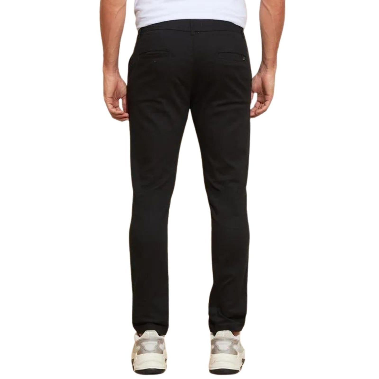 Kit 2 Calças FMF de Sarja Chino Com Bolso Traseiro Embutido Alfaiataria Skinny Militar e Preto