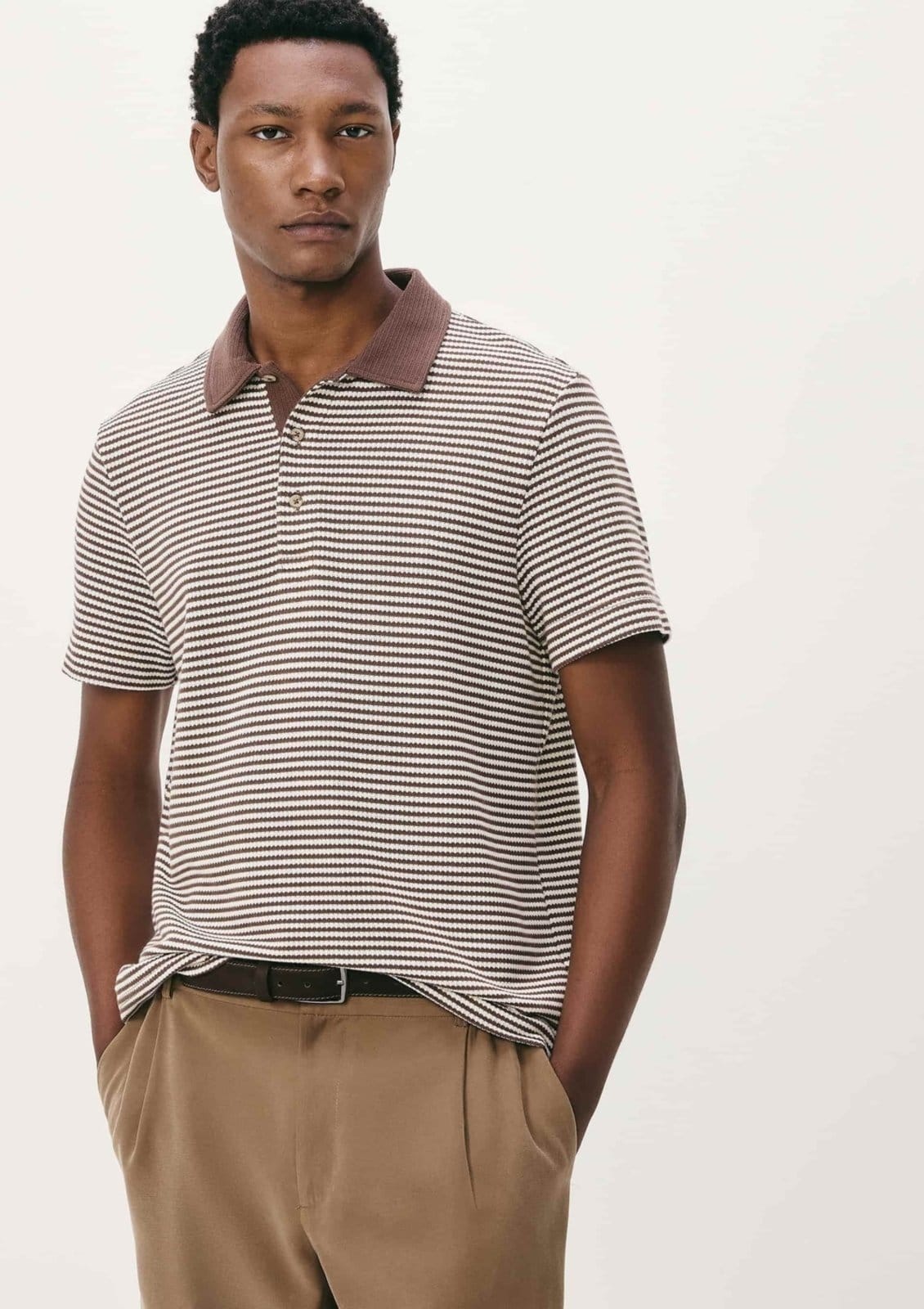 Camisa Polo Masculina Manga Curta Fio Tinto