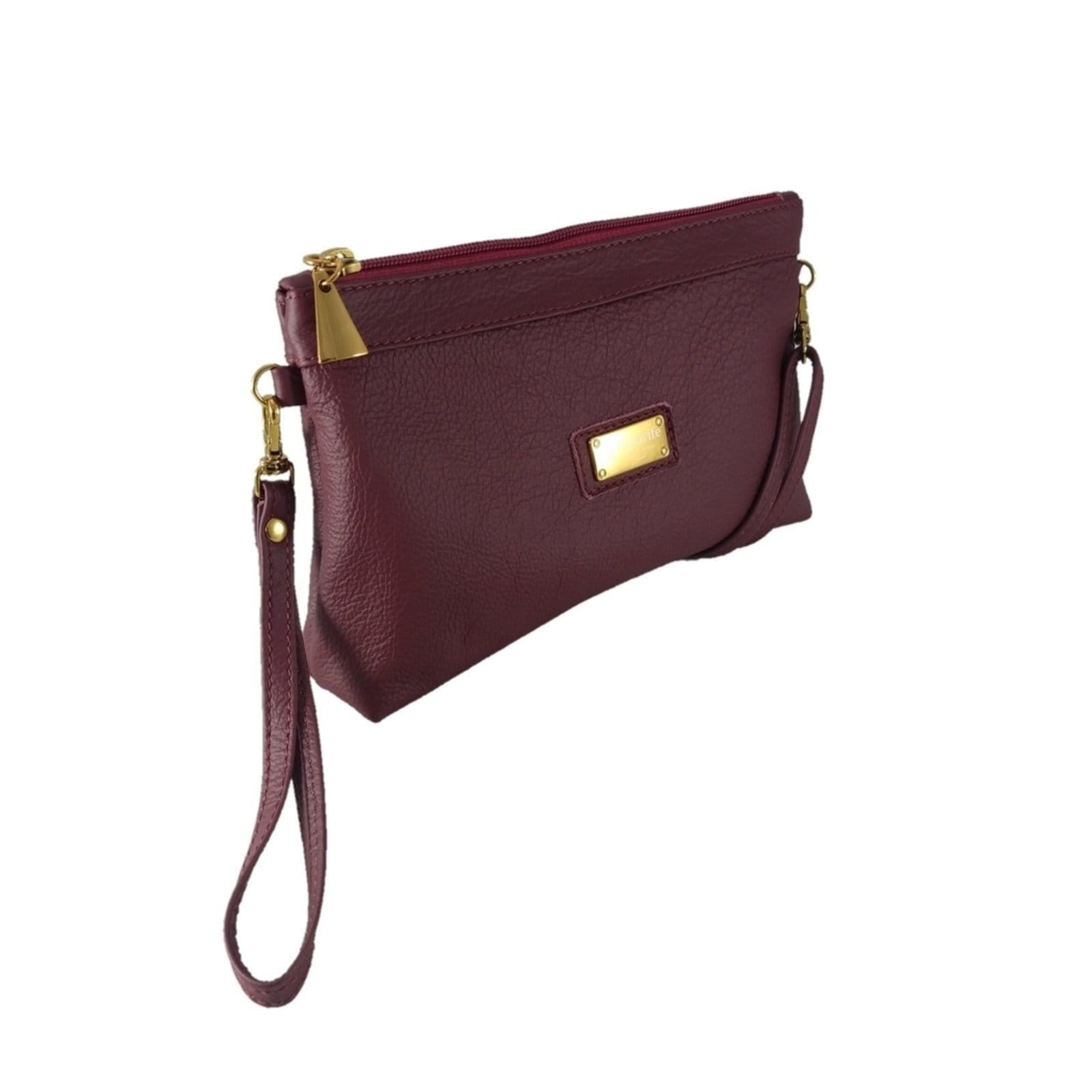 Vista 2 Bolsa Clutch Transversal TopGrife Couro TopGrife bordô