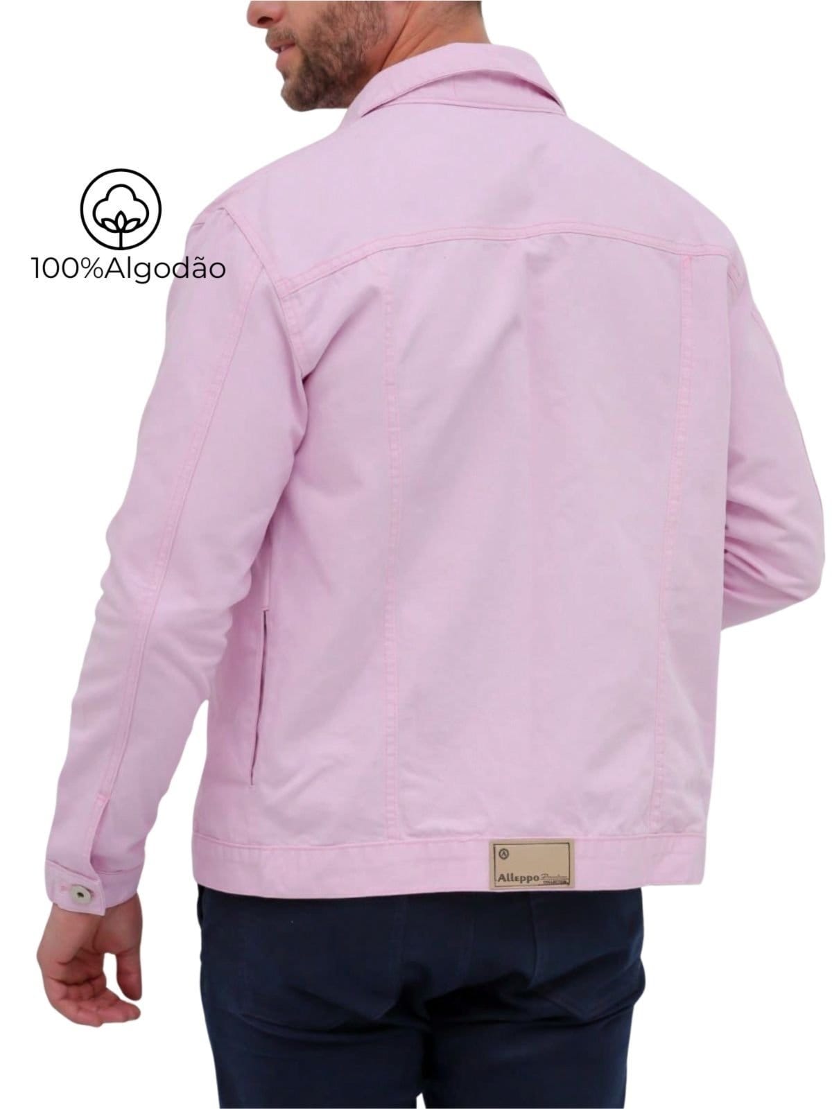 Vista 2 Jaqueta Jeans Clara Masculina Alleppo Jeans rosa