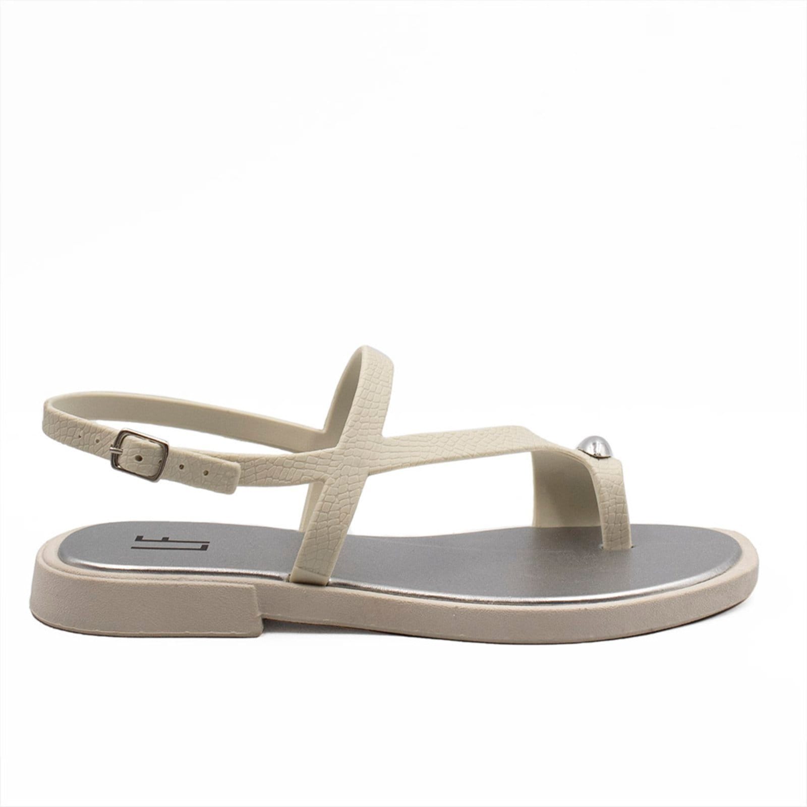 Rasteira Zatta Metal Dedo Debby Off White